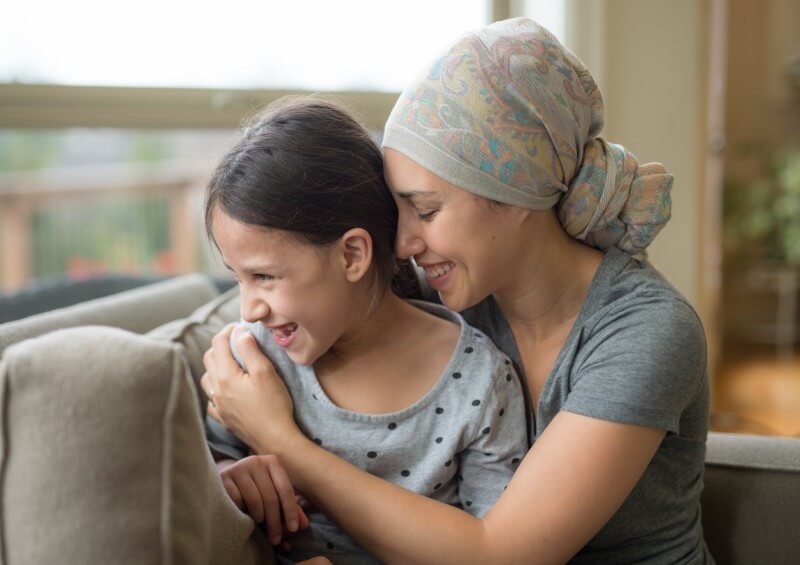 Cancer patient mother with her daughter
